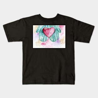 My heart belongs to you Watercolor Mittens Cute Kids T-Shirt